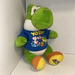Build A Bear Nintendo Green 17" Yoshi Plush With Blue Hoodie Outfit Super Mario